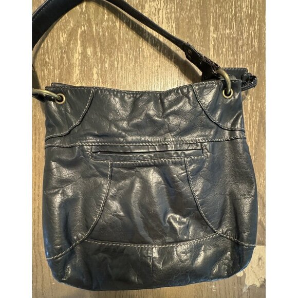 Vintage Fossil Boho Black Shoulder Bag Y2k Biker Hippie Pockets Key Tag Stitch - Picture 14 of 16